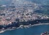 aerofotrofrafia del Muelle de poniente zona de los barcos de pesca y sus artilugios es la parte mas tradicional del puerto de Mahon es donde se encuentran las artes y redes de pesca edificio de la casa del mar